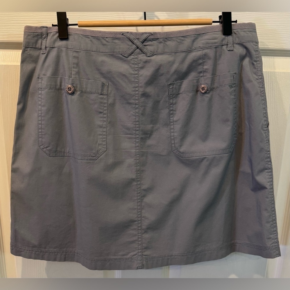 Eddie Bauer Skirt Women’s Size 10 Gray Mini A Line Button Pockets Drawstring - Picture 2 of 8